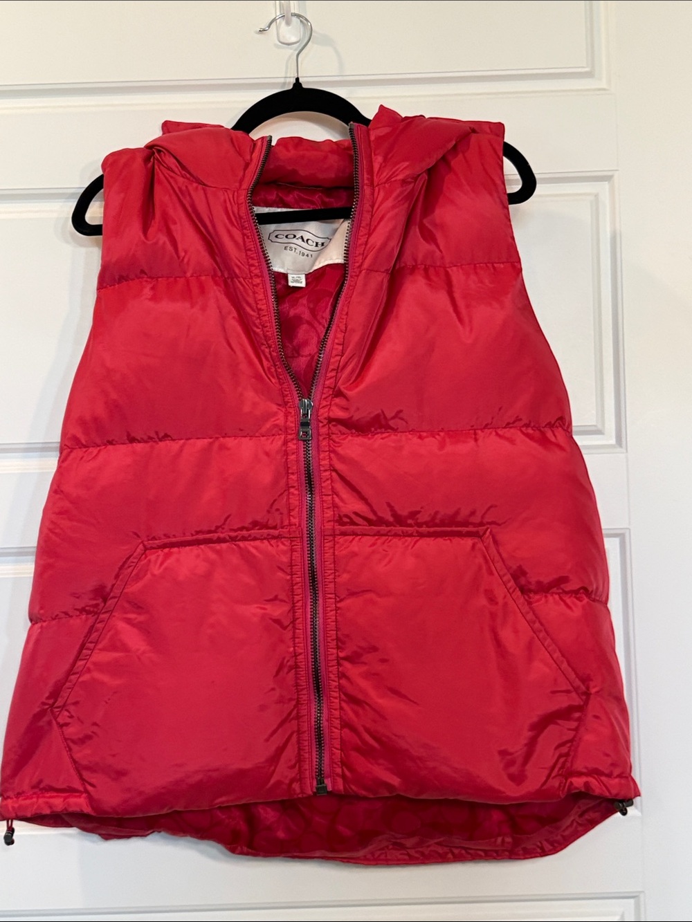 Coach Red puffer vest XL